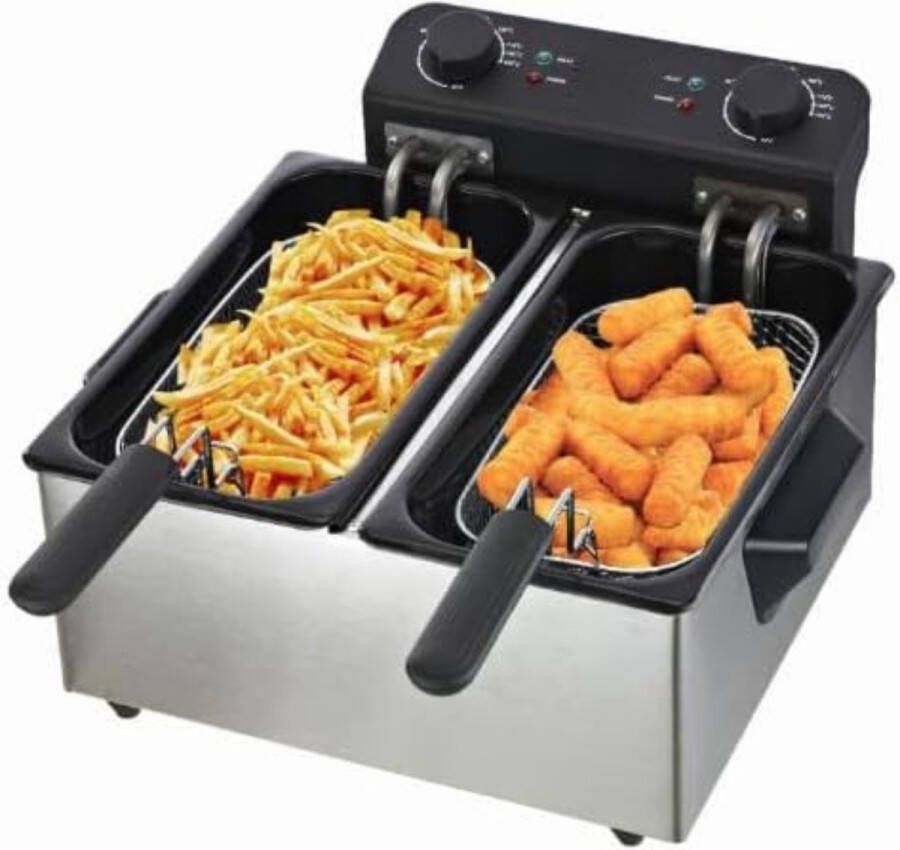 Dubbele frituurpan Dubbele friteuse Dubbele frietpan 3300W 2 containers van 3 liter