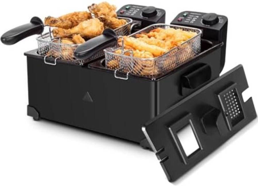 Dubbele frituurpan Dubbele friteuse Dubbele frietpan ‎42 5 x 41 5 x 26 5 cm 3 8 kg Meerkleurig 3600 W