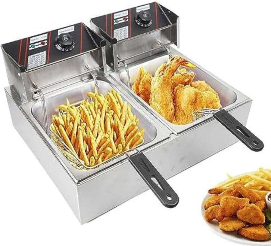 Dubbele frituurpan Dubbele friteuse Dubbele frietpan ‎55 x 44 x 30 cm ‎5000 watt type 1‎