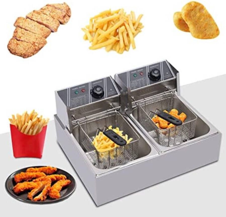 Dubbele frituurpan Dubbele friteuse Dubbele frietpan ‎63 8 x 34 x 28 cm Type 2