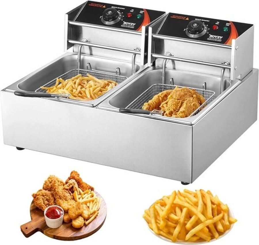 Dubbele Frituurpan Dubbele Friteuse Frietpan huishouden