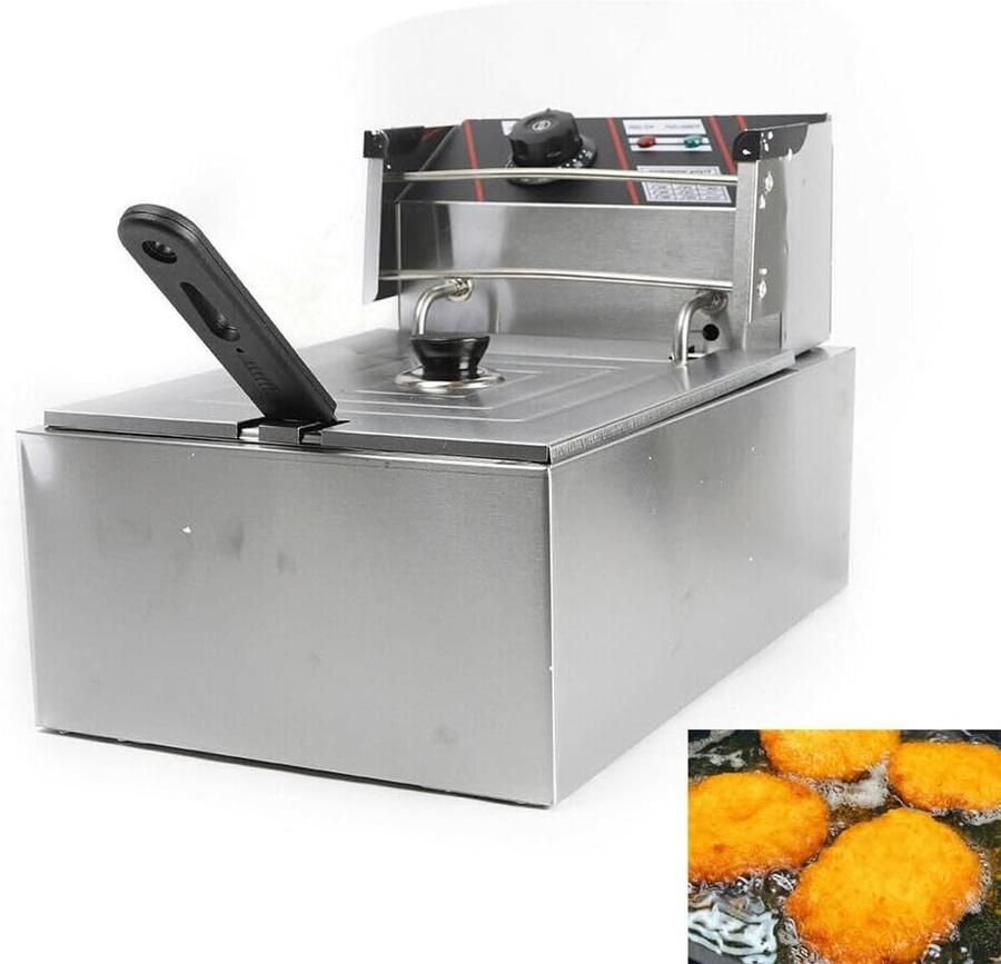 Dubbele Frituurpan Elektrische Frituur Luxe Frituren Met Koude Zone 5.5 Liter Zilver