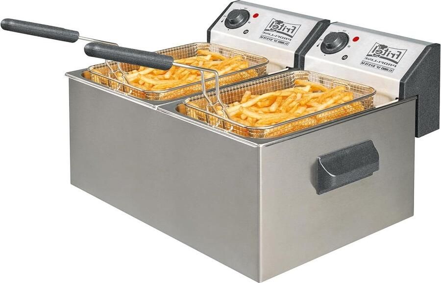 Dubbele Frituurpan Professionele Frituurketel Frietjes Bakken Dubbele Zone 2 x 5L Inox