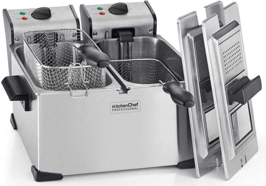 Dubbele Frituurpan RVS 2x3.5L Tot 190°C Eenvoudig Reinigen