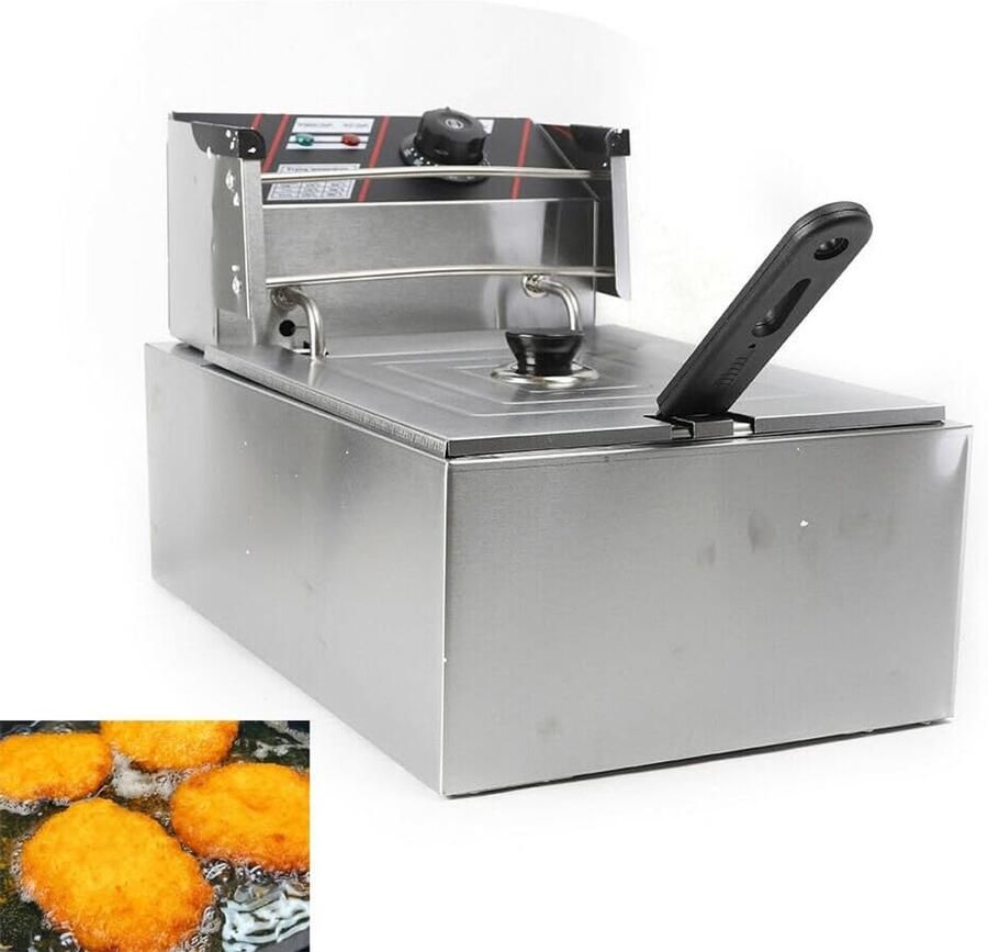 Dubbele Frituurpan Vetpan Professioneel Frituren Met Koude Zone 5.5 Liter Zilver