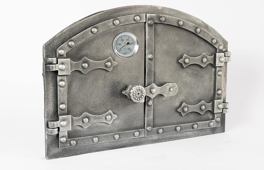 Dubbele Gietijzeren Ovendeur met Thermometer voor Pizza- en Broodovens Hongaarse Stijl