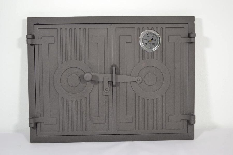 Dubbele Gietijzeren Ovendeur voor Pizzaoven en Broodoven met Thermometer Hittebestendig