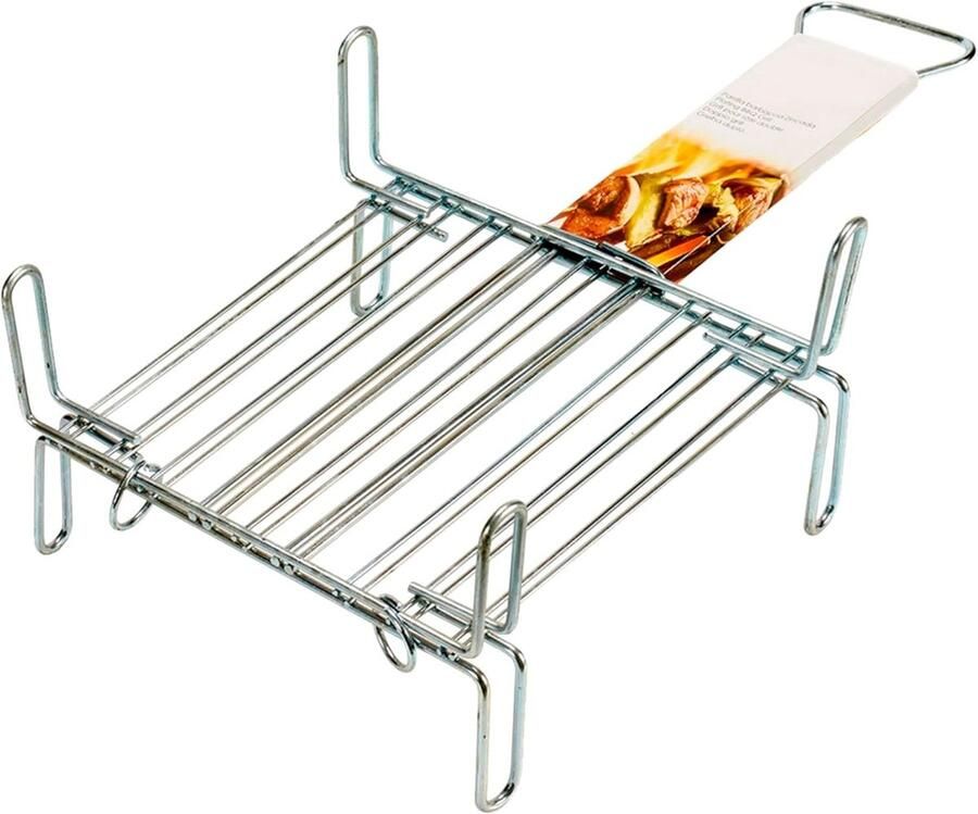 Dubbele Grill Barbecue Grill Buiten Koken Dubbele Grillzone 25 x 25 cm Zilverkleurig
