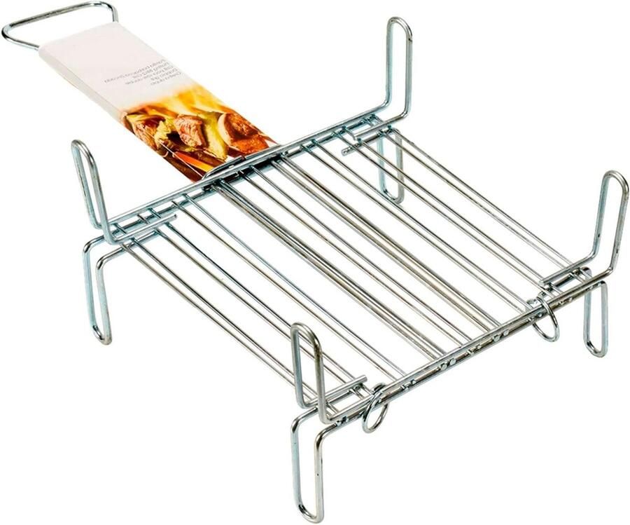 Dubbele Grill Barbecue Grill Buiten Koken Dubbele Grillzone 25 x 25 cm Zilverkleurig