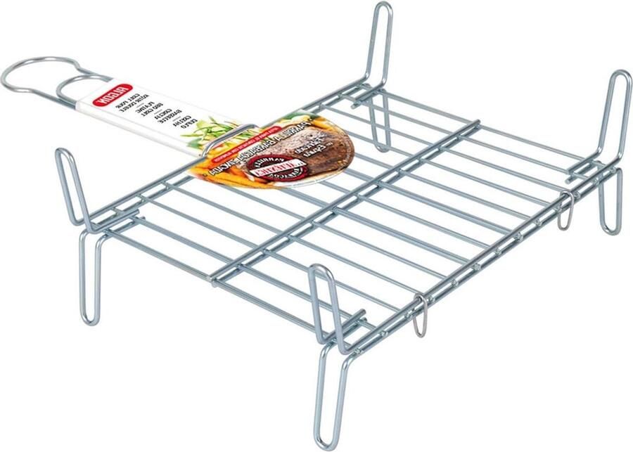 Dubbele Grill Barbecue Rooster Buiten Koken Roestvrij Staal 25 x 30 cm Zilver