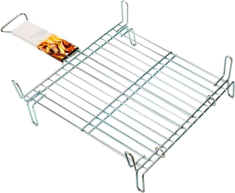 Dubbele Grill Buitenkeuken Lekker Grillen Dubbel Grilloppervlak 40 x 40 cm Zilverkleurig
