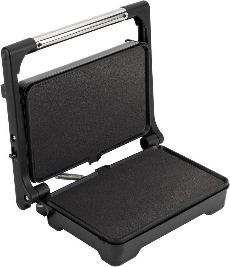 Elektrische Dubbele Grill Contactgrill Bakplaat Gezond Koken 180 Graden Opening 26 x 16.5 cm Zwart