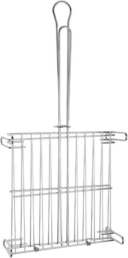 Dubbele Grill Grillrooster Braad Buiten Koken Chroom Afwerking 35 x 35 cm Zilver
