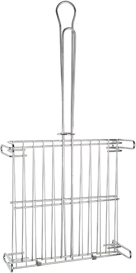 Dubbele Grill Grillrooster Braad Buiten Koken Chroom Afwerking 40 x 40 cm Zilver