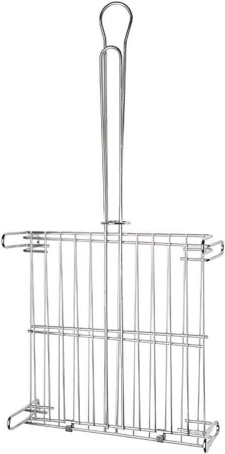 Dubbele Grill Grillrooster Braad Buiten Koken Dubbel Kookoppervlak 25 x 25 cm Chroom