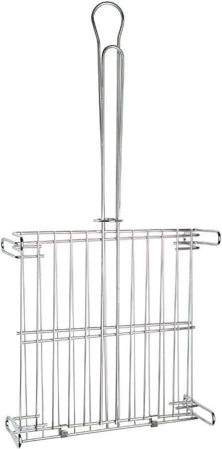 Dubbele Grill Grillrooster Braad Buiten Koken Dubbel Ontwerp 25 x 25 cm Chroom
