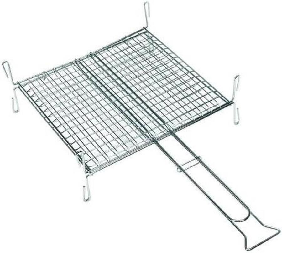Dubbele Grill Groot model Buiten koken Verchroomd staal 40 x 45 cm Zilver