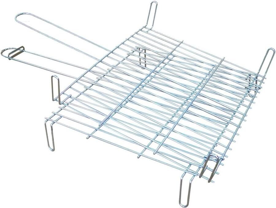 Dubbele Grill Rek BBQ Rooster Buiten Koken Stabiele Structuur 25x25 cm Metaal