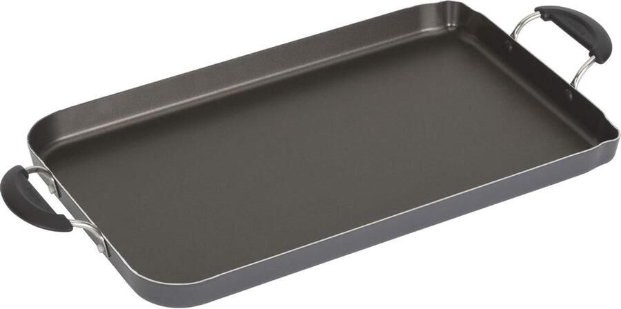 Dubbele Grillpan Plat Rek Gelijkmatig Bakken Antiaanbaklaag 57 cm Donkergrijs