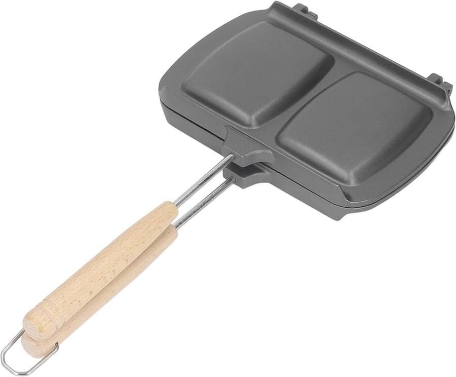 Dubbele Grillpan Sandwich Pan Ontbijt Maken Dubbelzijdig Non-stick 36 x 20 cm Zwart