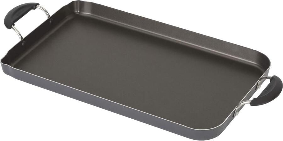 Dubbele Grillplaat Plat Koekenpan Gelijkmatig Bakken Antiaanbaklaag 57 cm Donkergrijs