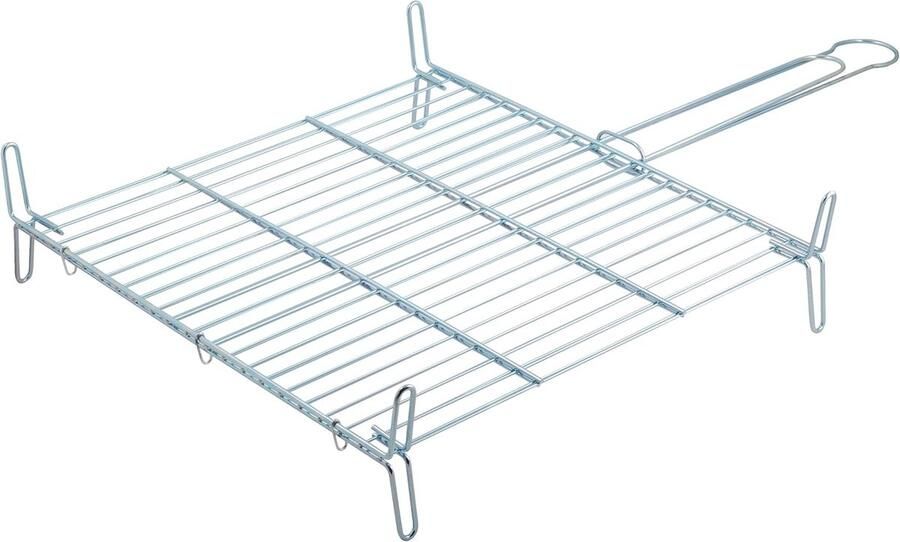 Dubbele Grillrooster Bakrooster Grillplaat Buiten Koken Stevig Alloy Steel 50 x 50 cm Zilver