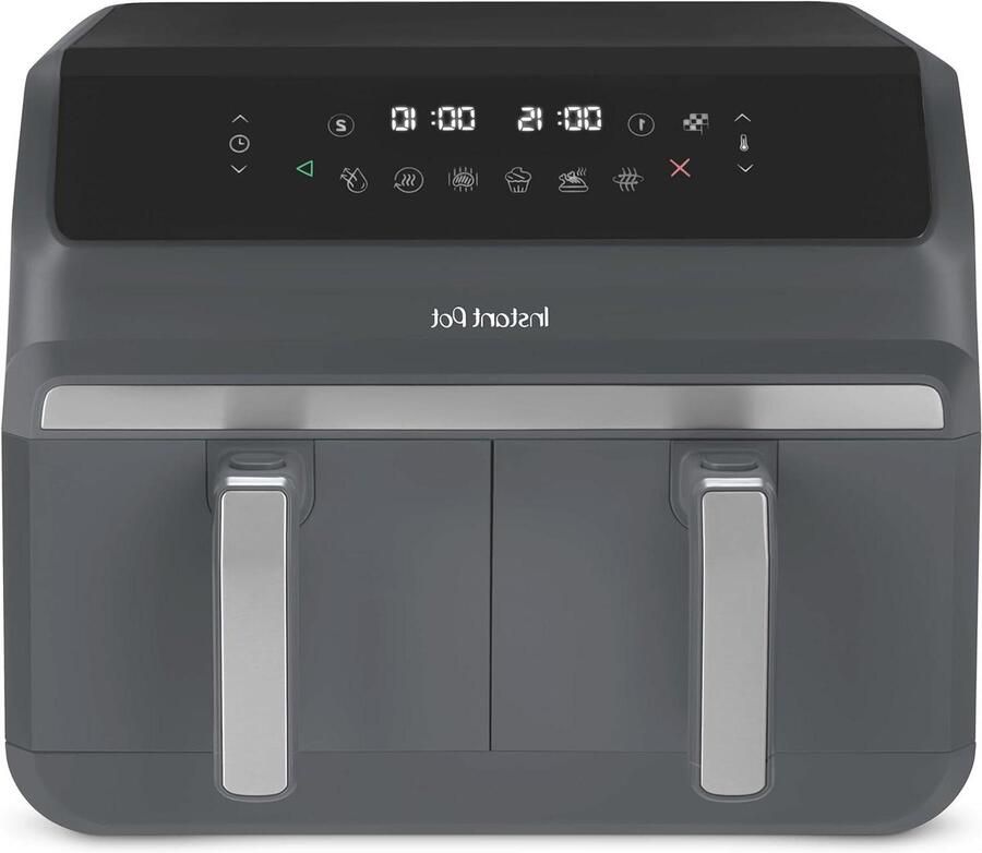 Dubbele Heteluchtfriteuse Airfryer Dubbele Mand Airfryer Gezond Koken Dubbele Zone Functie 8 Liter Truffelgrijs