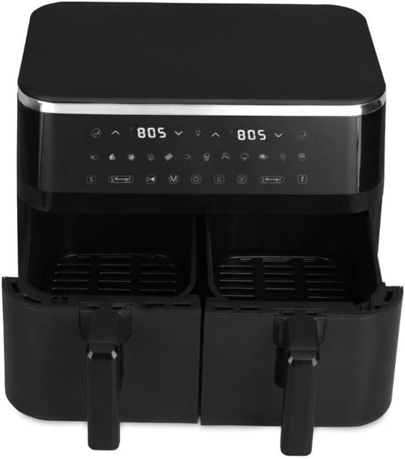 Dubbele Heteluchtfriteuse Airfryer Keuken Gezond Koken Digitale Dubbele Mand 2x 4.5 Liter Zwart