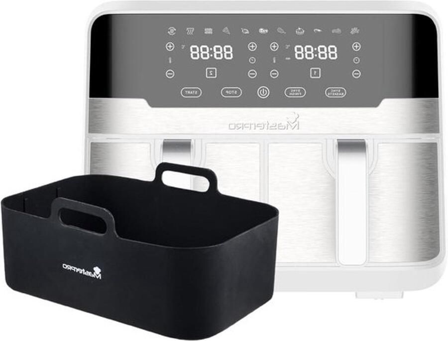 Dubbele heteluchtfriteuse Duo-airfryer Gezond koken Twee lades 9 Liter Wit