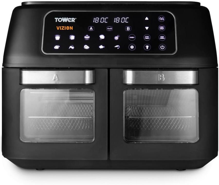 Dubbele heteluchtfriteuse met 11 liter capaciteit en digitale bediening