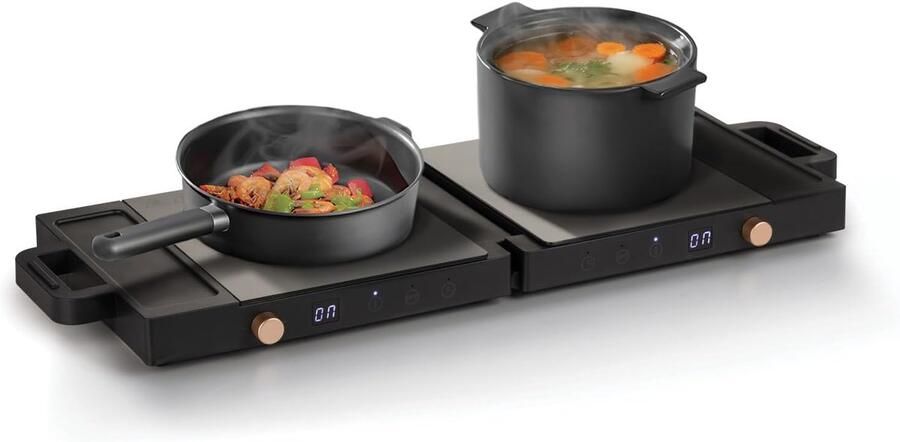 Dubbele Inductie Kookplaat Draagbare Kookplaat Snel Koken 9 Warmtestanden 45x34.5cm Zwart