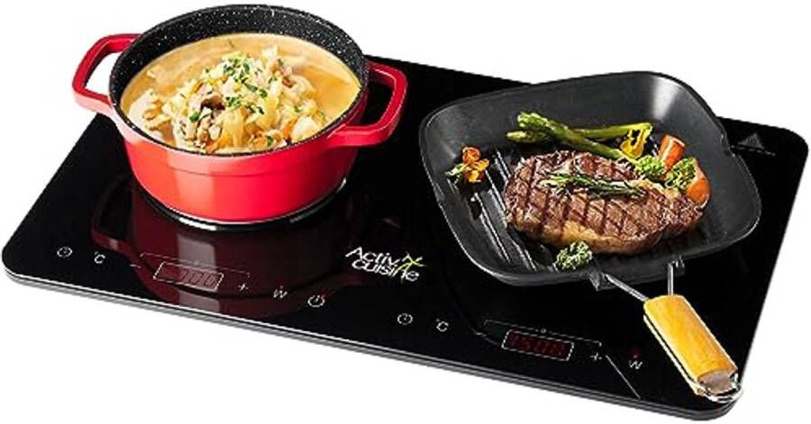 Dubbele inductiekookplaat 3500 W met instelbare temperatuur- en vermogensniveaus