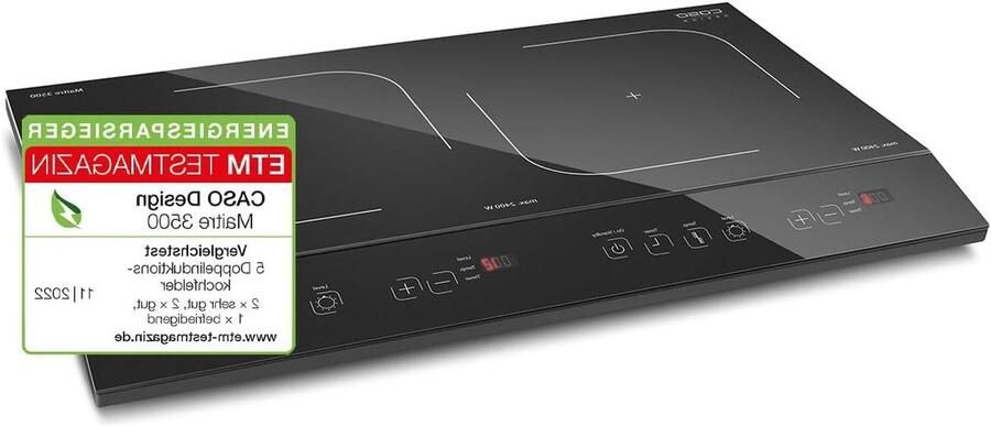 Dubbele Inductiekookplaat Draagbare Kookplaat Flexibel Koken PowerSharing Technologie 37 x 60 x 6 cm Zwart