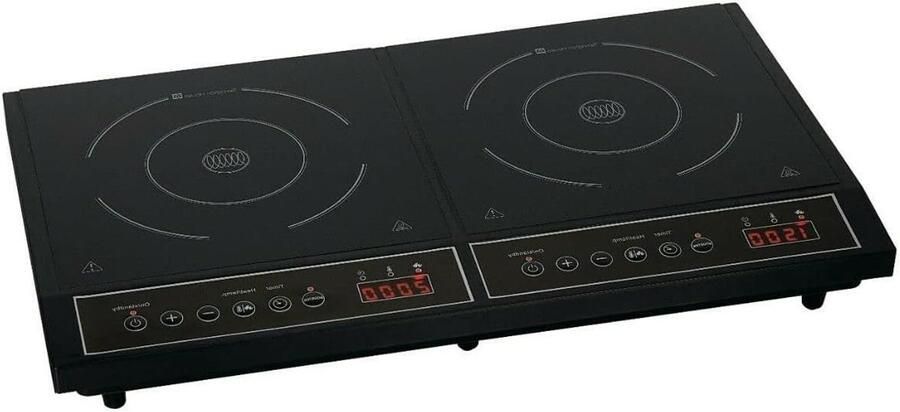 Dubbele Inductiekookplaat Draagbare Kookplaat Snel Koken Automatische Pannenherkenning 598 x 36 cm Zwart