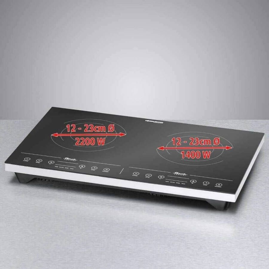 Dubbele inductiekookplaat met LED-display en touch-bediening