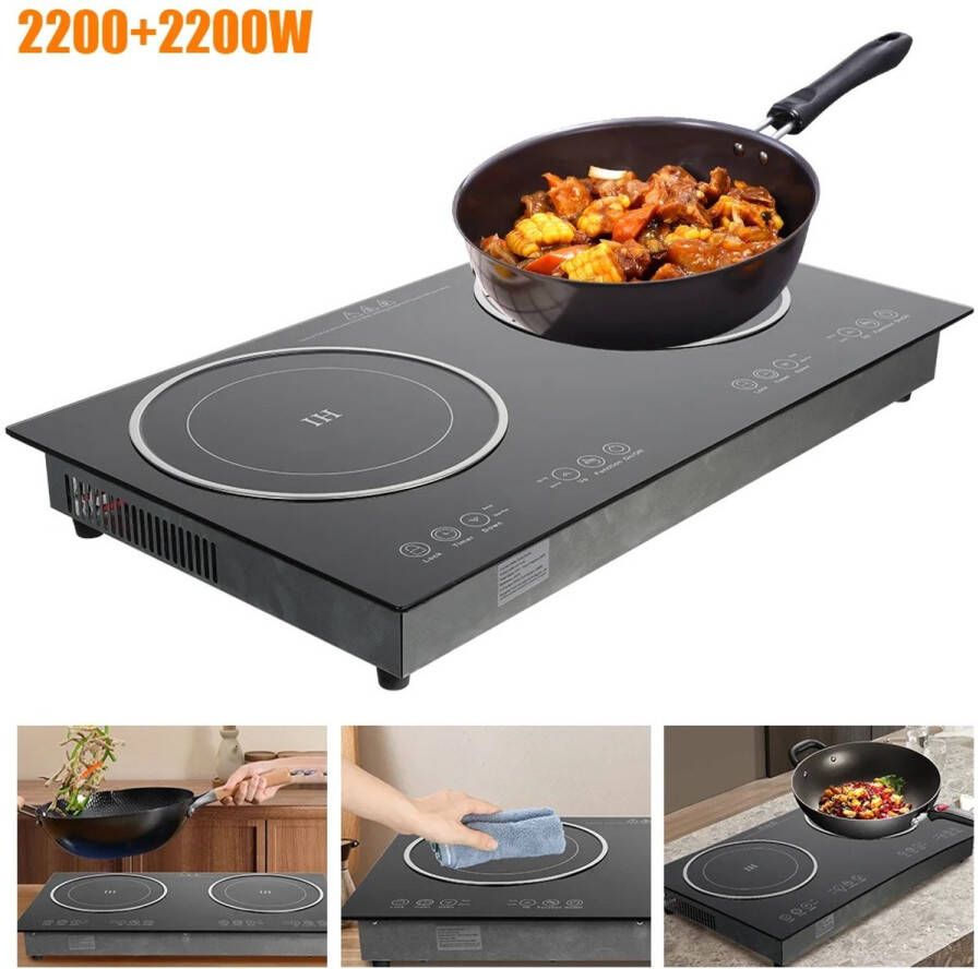 Dubbele Inductiekookplaat met Touchbediening – 2200W + 2200W – Elektrisch en Compact