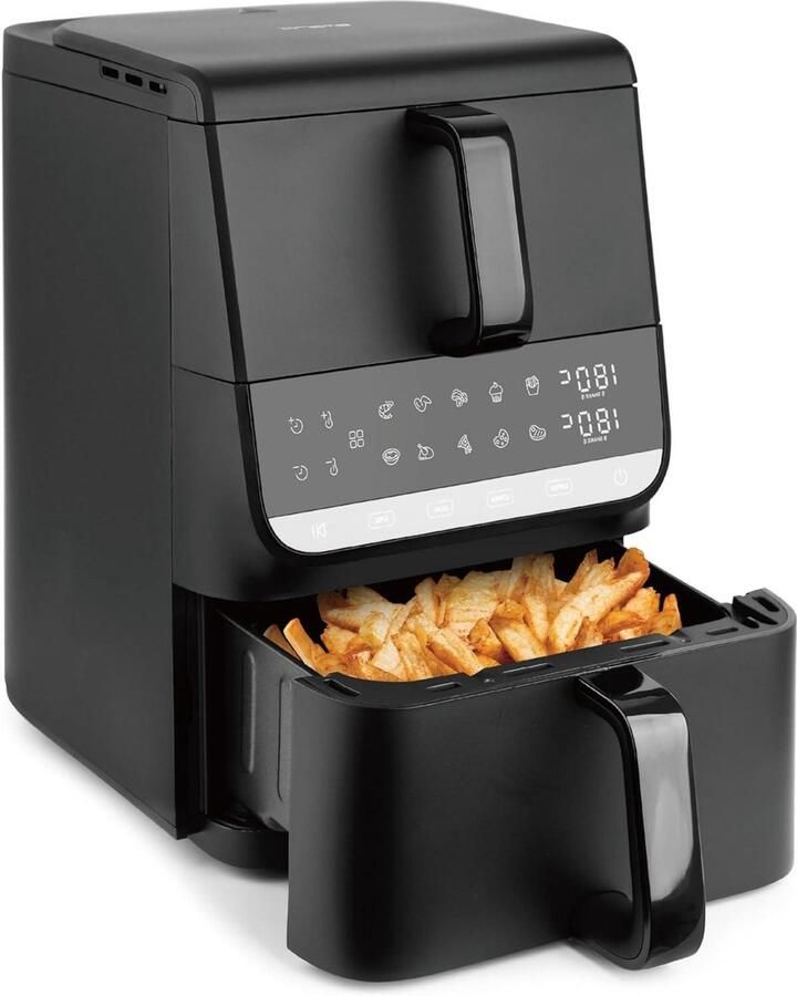Dubbele Kamer Airfryer Heteluchtfriteuse XL Gezond Koken Sync Finish Functie 10 Liter Totaal Zwart