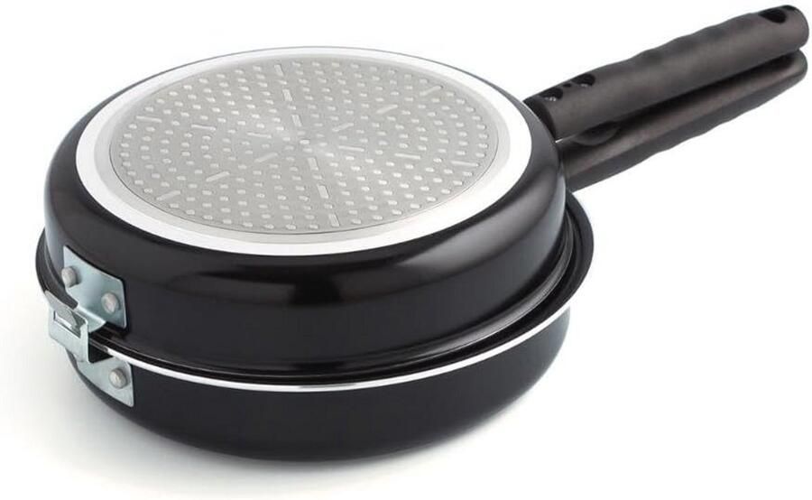 Dubbele Koekenpan met Gastropatroon 20 cm Aluminium Zwart