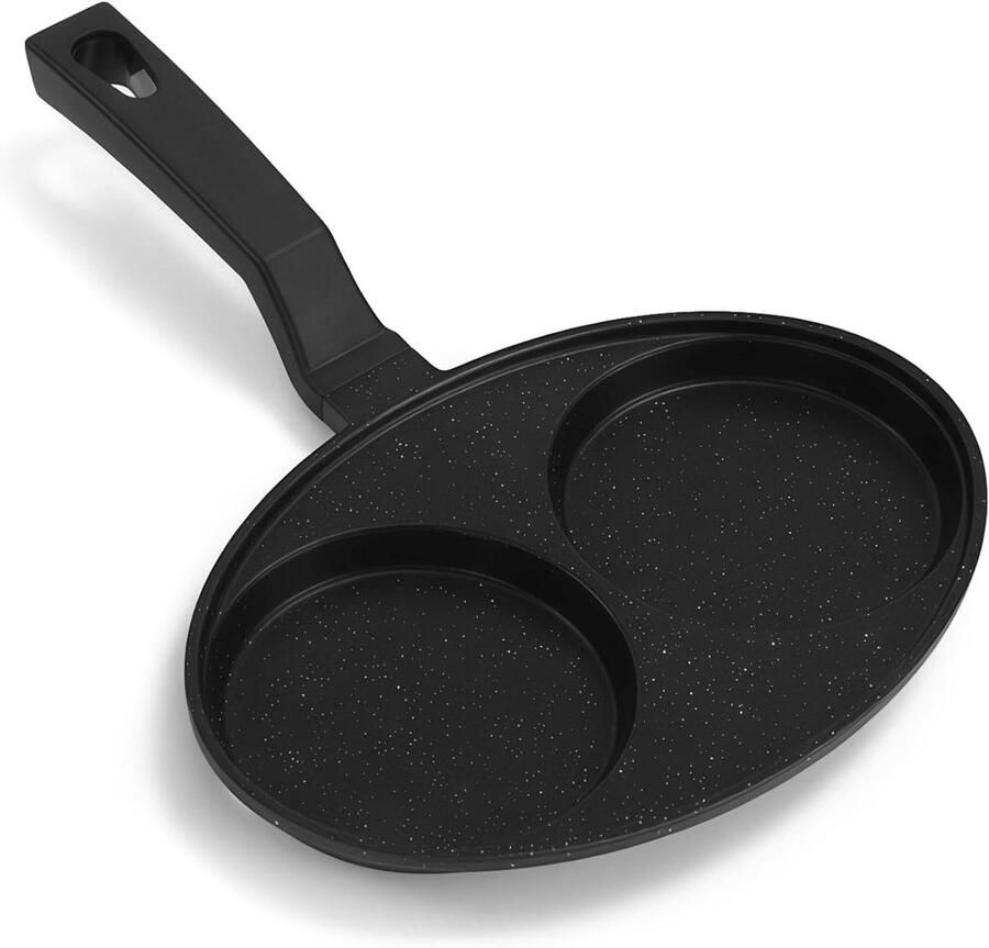 Dubbele Koekenpan Omelet Pan Ei Pan Ontbijt Maken Anti-aanbaklaag 223 x 196 cm Zwart