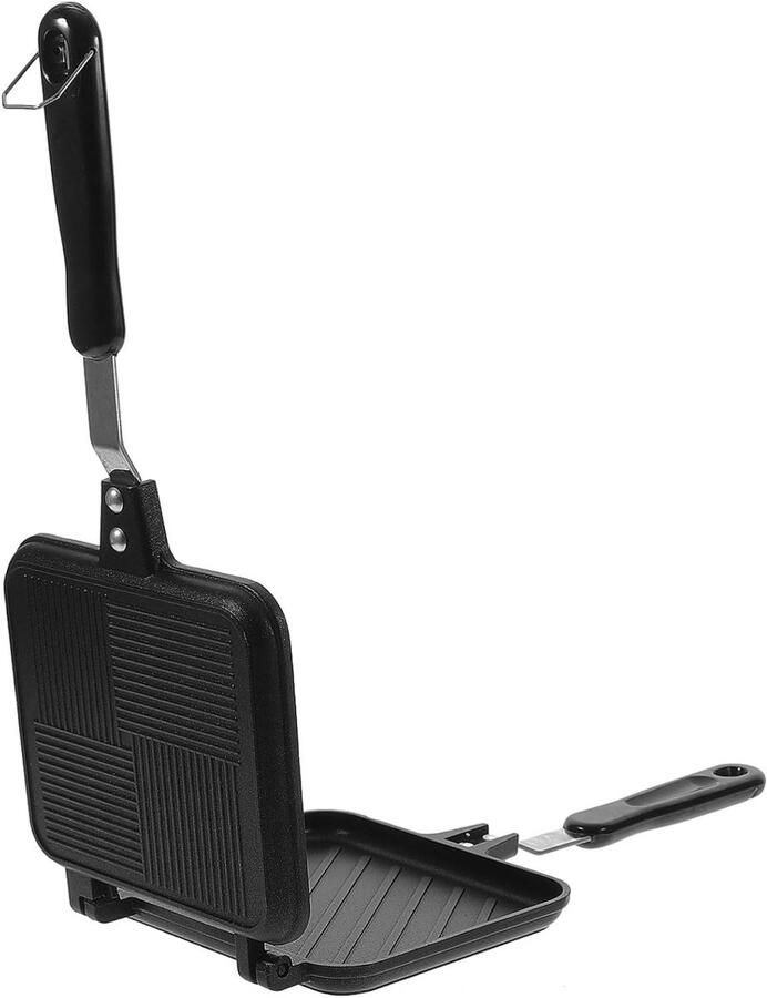 Dubbele Koekenpan Tosti-ijzer Wafelmaker Broodjes Maken Antiaanbaklaag 34.5 cm Zwart