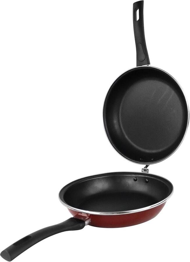 Dubbele Koekenpan voor Omelet en Tortilla Geschikt voor Inductie en Vaatwasser Rood