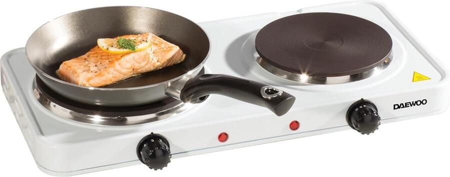 Dubbele Kookplaat 2500W met Gietijzeren Platen en Individuele Temperatuurregeling