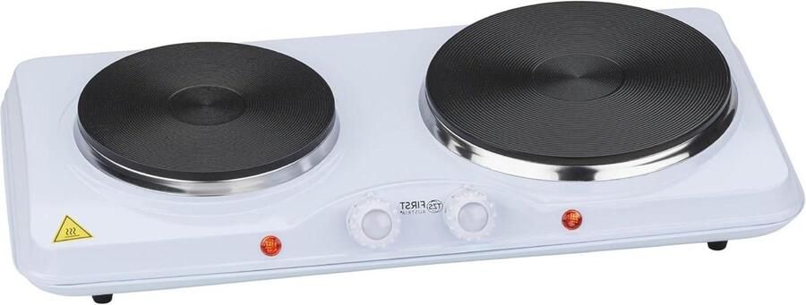 Dubbele Kookplaat Elektrisch Fornuis Koken en Braden Gietijzeren Platen 2500 Watt Wit