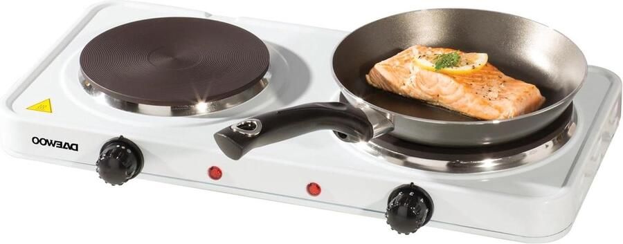 Dubbele Kookplaat Elektrische fornuis Extra kookruimte Gietijzeren platen 49 x 28.5 cm Wit