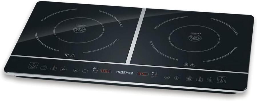 Dubbele kookplaat Inductie fornuis Snel koken Automatische panherkenning 3400 Watt Zwart