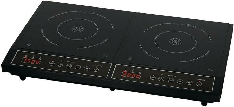 Dubbele Kookplaat Inductie Fornuis Snel Koken Automatische Pannherkenning 598 cm Breed Zwart
