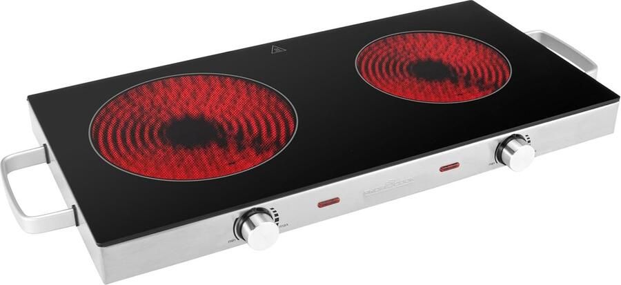Dubbele Kookplaat Infrarood Kookplaat Snel Koken Krasbestendig Glas 2800 Watt Roestvrij Staal