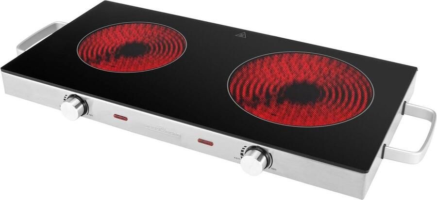 Dubbele Infrarood Kookplaat Keramische Kookplaat Elektrisch Snel Koken Krasbestendig Kookoppervlak 2800 Watt Roestvrij Staal