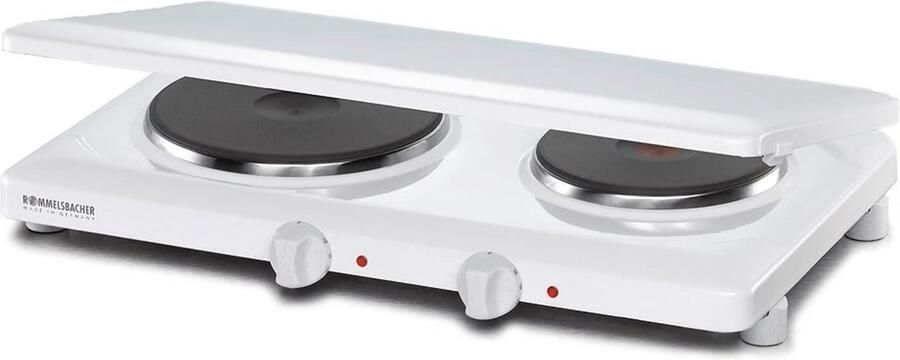 Dubbele kookplaat met gietijzeren platen en beschermkap