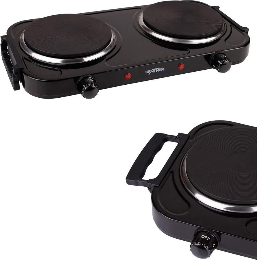 Dubbele Kookplaat met Hoog Vermogen en Inklapbare Handvatten